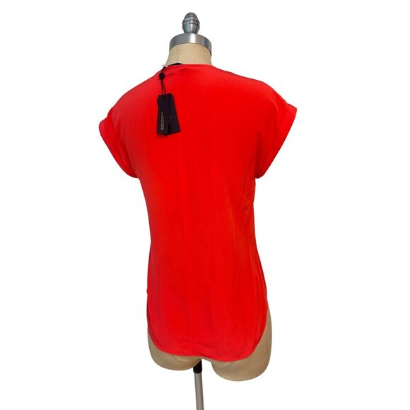 Rag & Bone Danise Short Sleeve Silk Top Bright Coral 8 NWT $325 - Picture 4 of 7